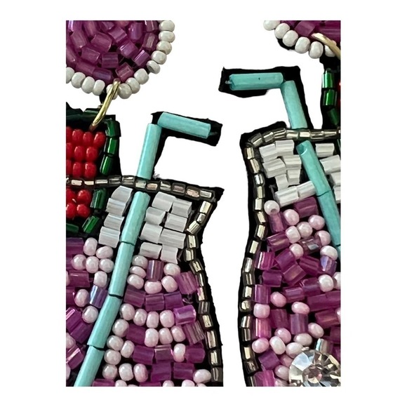 Cocktail Pink Purple White Seed Bead Felt Back Earrings by Treasure Jewels‎ NEW - Picture 5 of 12